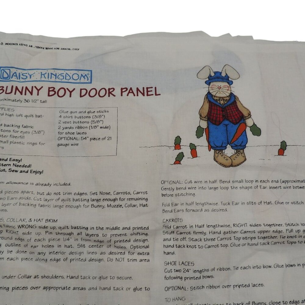 Daisy Kingdom Bunny Boy Door Panel cut and sew